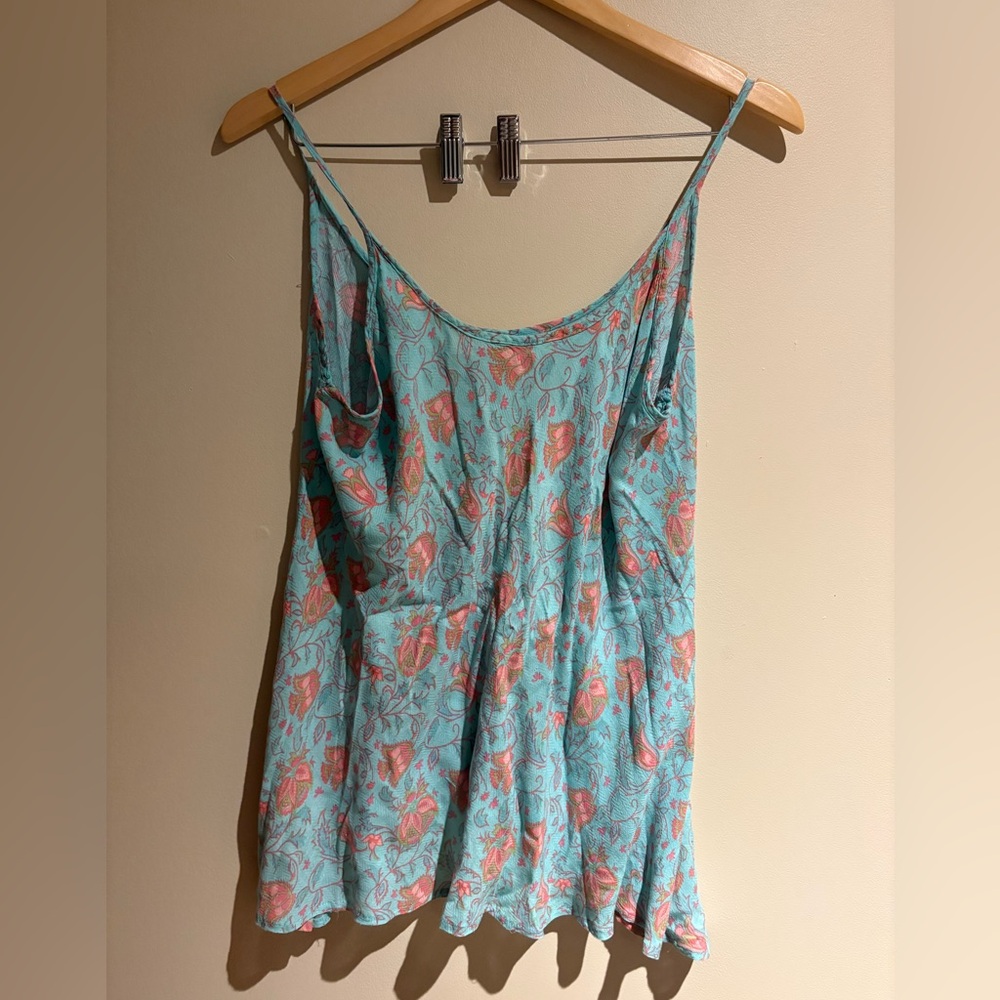 Stetson Floral Print Spaghetti Strap Top Size XL